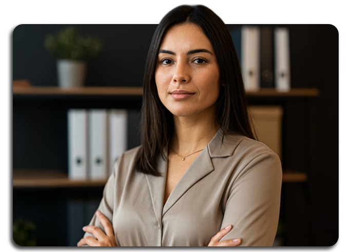 Empresária representando a contratação de um plano de saúde empresarial